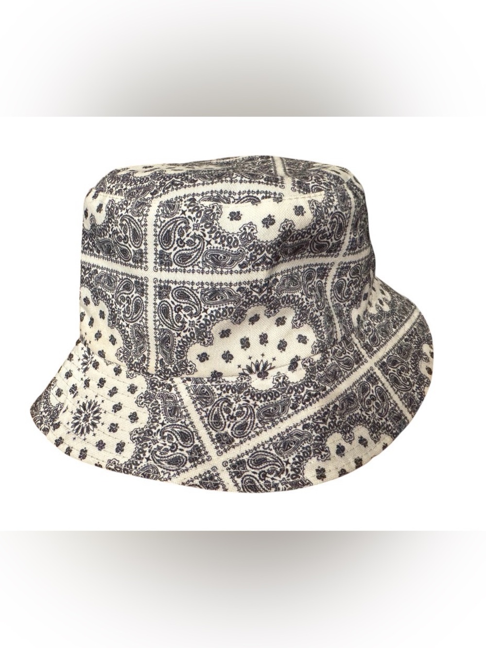 Reversible Bandana Bucket Hat Boutique Black White Paisley Cottagecore Boho 1 sz